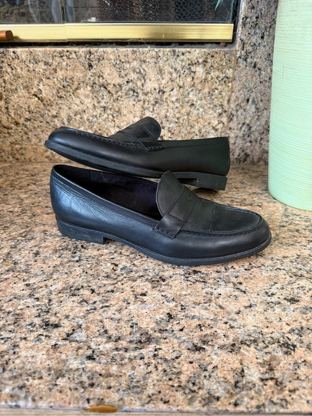 Vagabond Black Leather Penny Loafers